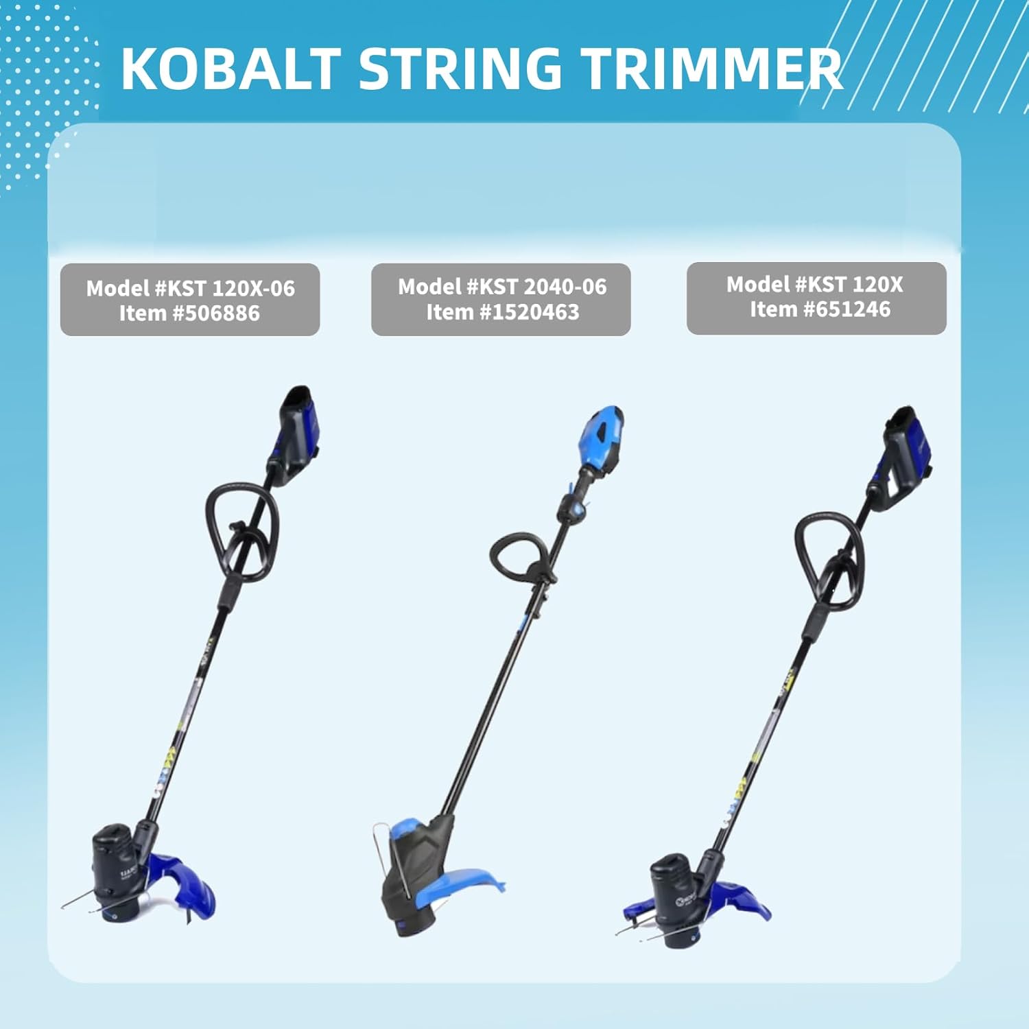 34 Pack KST 120X Quickload Serrated Blades & 0.12" Pre-Cut Line Compatible with Kobalt 40-Volt Max KST120X-06 KST 2040-06 KDLA 3040-03 Weed Eater String Trimmer Edger,with Screw Parts(53 Pack)