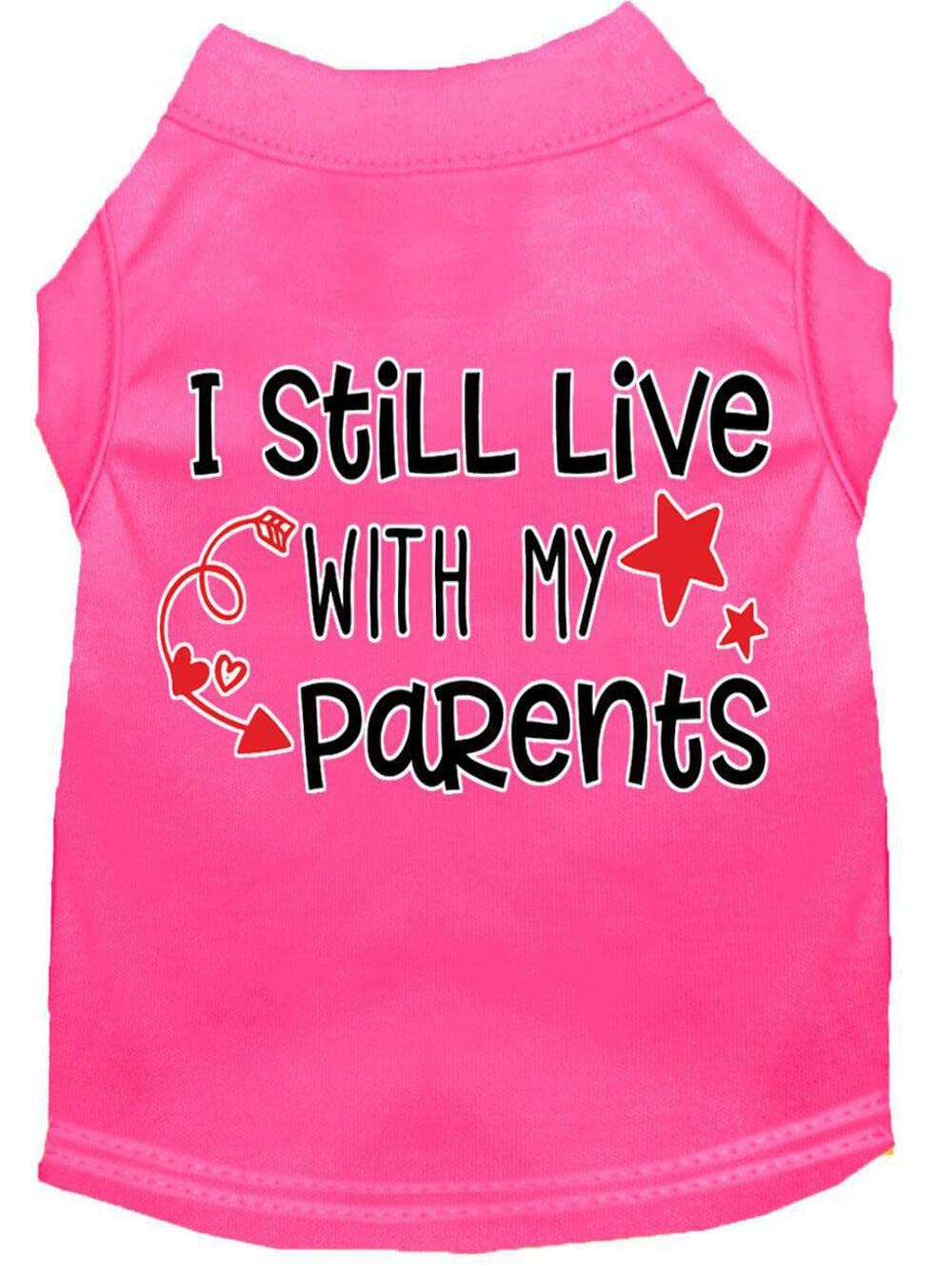 Mirage Pet Product Ancora in diretta con i miei genitori Camicia per cani con stampa serigrafica Red Med