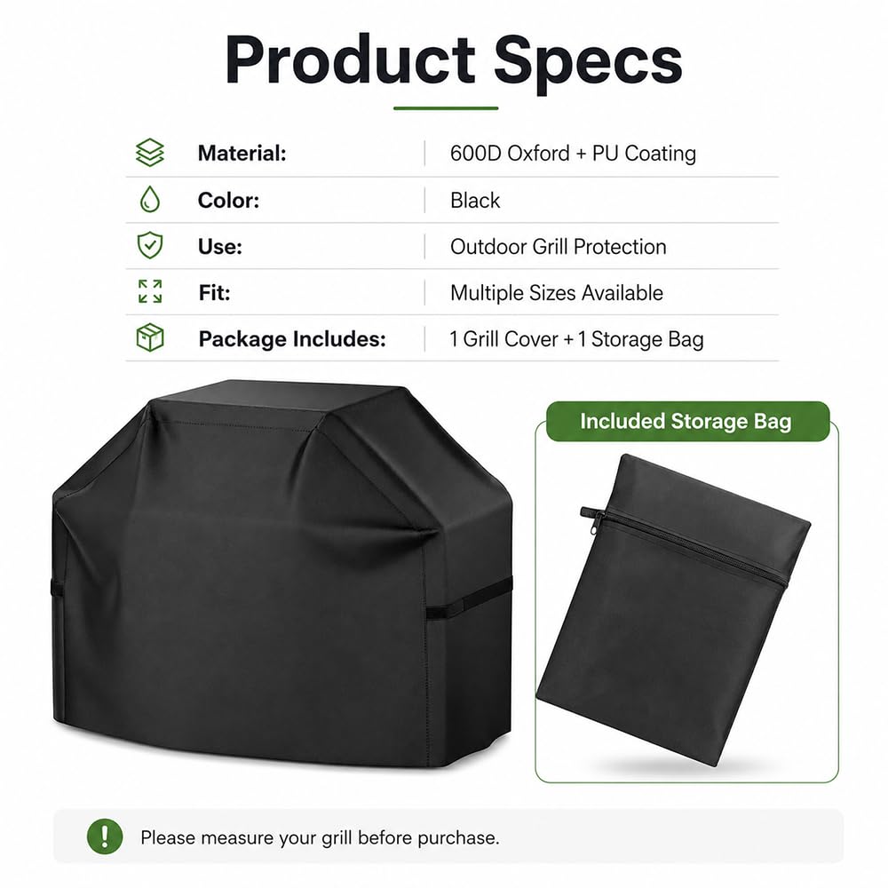 Funda para Barbacoa para 32‑Inch 4‑Burner Freestanding Propane Gas Grill 2016–2026, Oxford 600D Protección BBQ Exterior Impermeable Todo Clima, con Bolsa de Almacenamiento