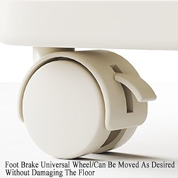 Cubic Bookshelf, Simple Mobile Bookshelf, Multi-Layer Table with Wheels, Study Storage Cabinet, Free-Standing Open Bookshelf (Milky White,Light Yellow)(Light Yellow)