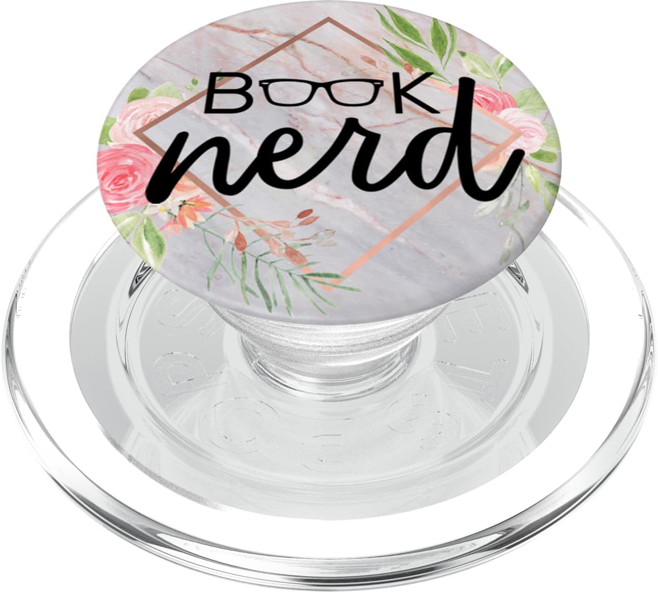 Book Nerd in Rose Pink Floral PACL113e PopSockets PopGrip: Swappable Grip for Phones & Tablets PopSockets PopGrip for MagSafe