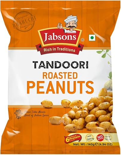 Jabsons Roasted Peanut Tandoori Roasted - 140g | Jumbo Bharuchi Flavoured Peanuts | Premium Roasted Moongfali | Ready to e...