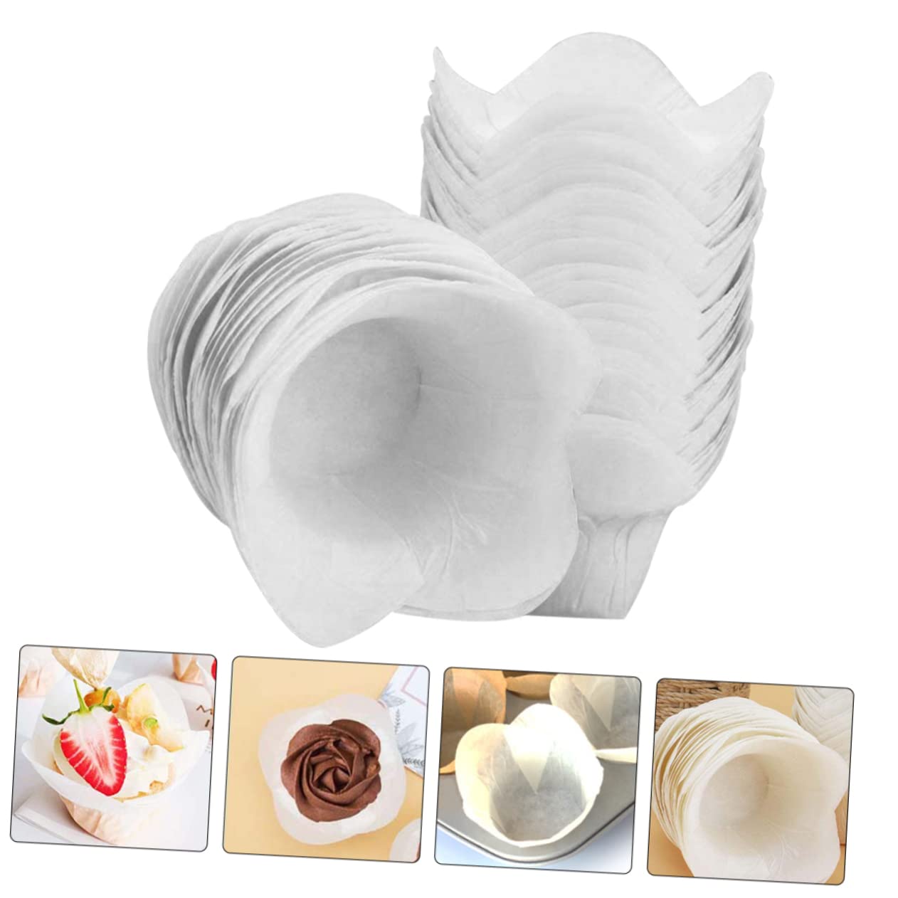HEMOTON 400 Stk Kleine Kuchen Öl Beständiges Papier Backförmchen Papier Weihnachtsgeschenkpapier Pergamenteinlagen Halter Für Pappbecher Fettdichte Pappbecher Backbecher Weiß Weihnachten