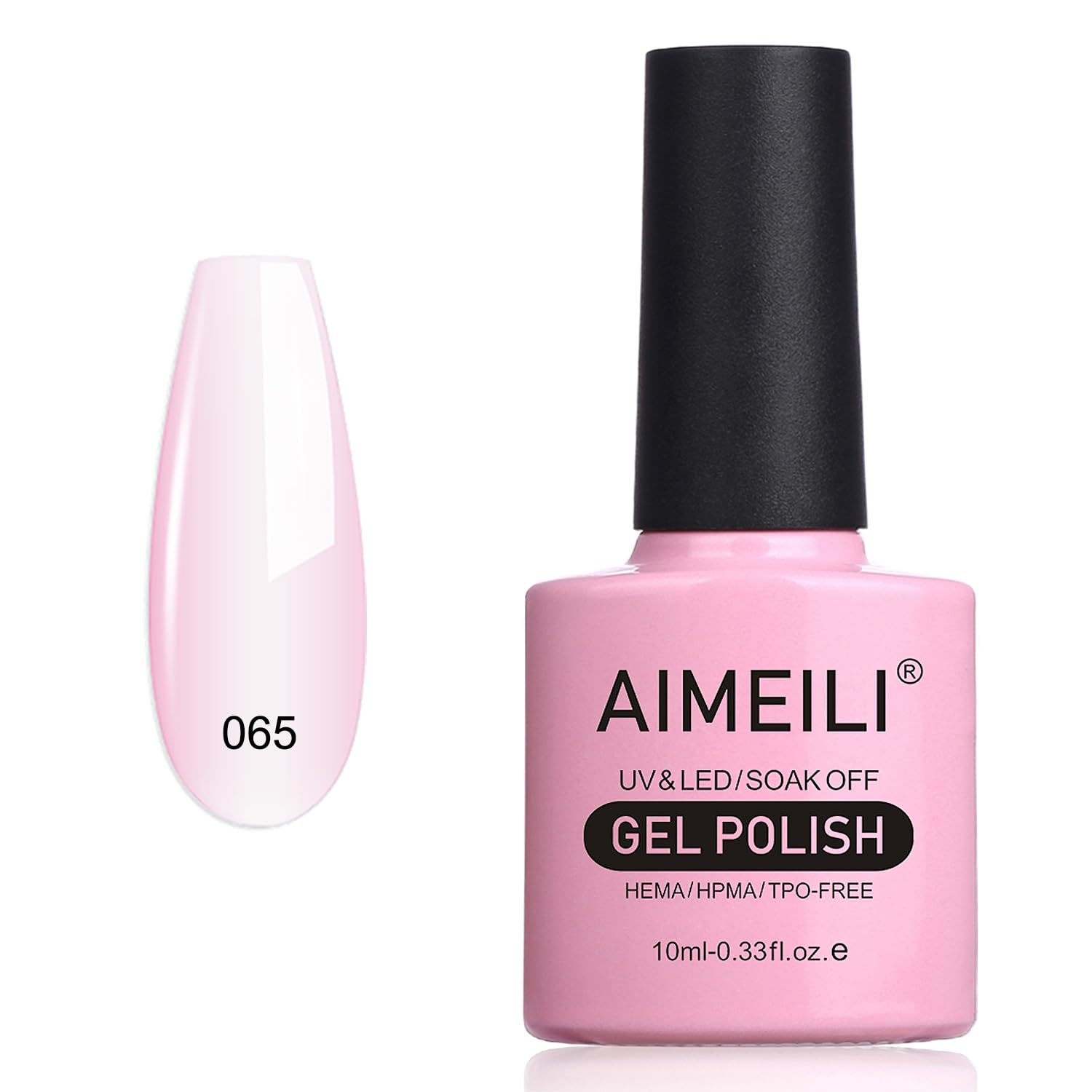 AIMEILI Soak Off U V LED Translucent Sheer Pink Gel Nail Polish, Hema Free, Cruelty Free, Vegan Nail Art - Clear Pink Nude (065) 10ml