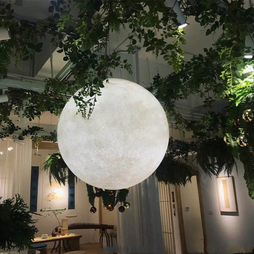 Moon Lámpara colgante Creative Planet Chandelier Art Moon Mesita de noche Lámpara de techo Orb Lámpara de techo Colgante Luz de luna para dormitorio, comedor, pasillo
