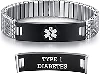 Vista 64 de Pulseras médicas de alerta ajustables AOAMID para hombres, pulseras de acero inoxidable para mujeres con grabado gratis