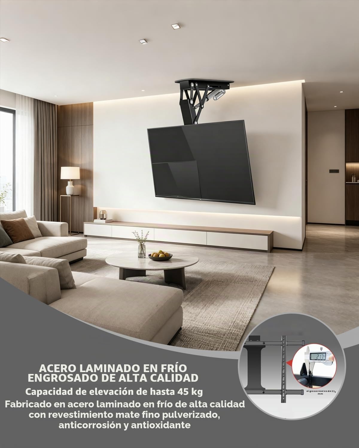 Soporte Techo TV motorizado, Soporte TV motorizado con Control Remoto Y Control De Interruptor, para Televisores De 32 A 70 Pulgadas, Instalación De Techo Y Pared (37-70 Inch)