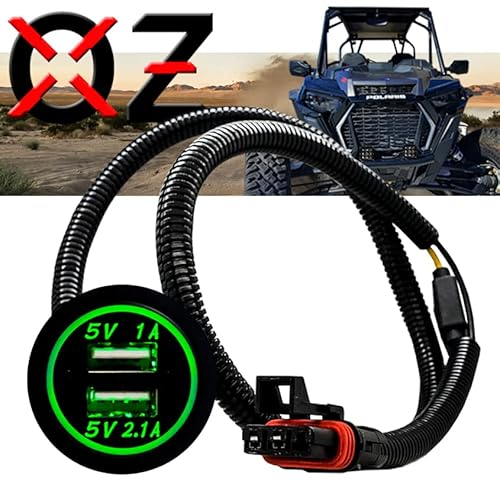 Oz-Usa Power Bus Bar Plug With Dual Usb Port Charger Compatible With Polaris Rzr Pro Ranger Crew Xp 2018-2023 (Round/Green) #TOP1