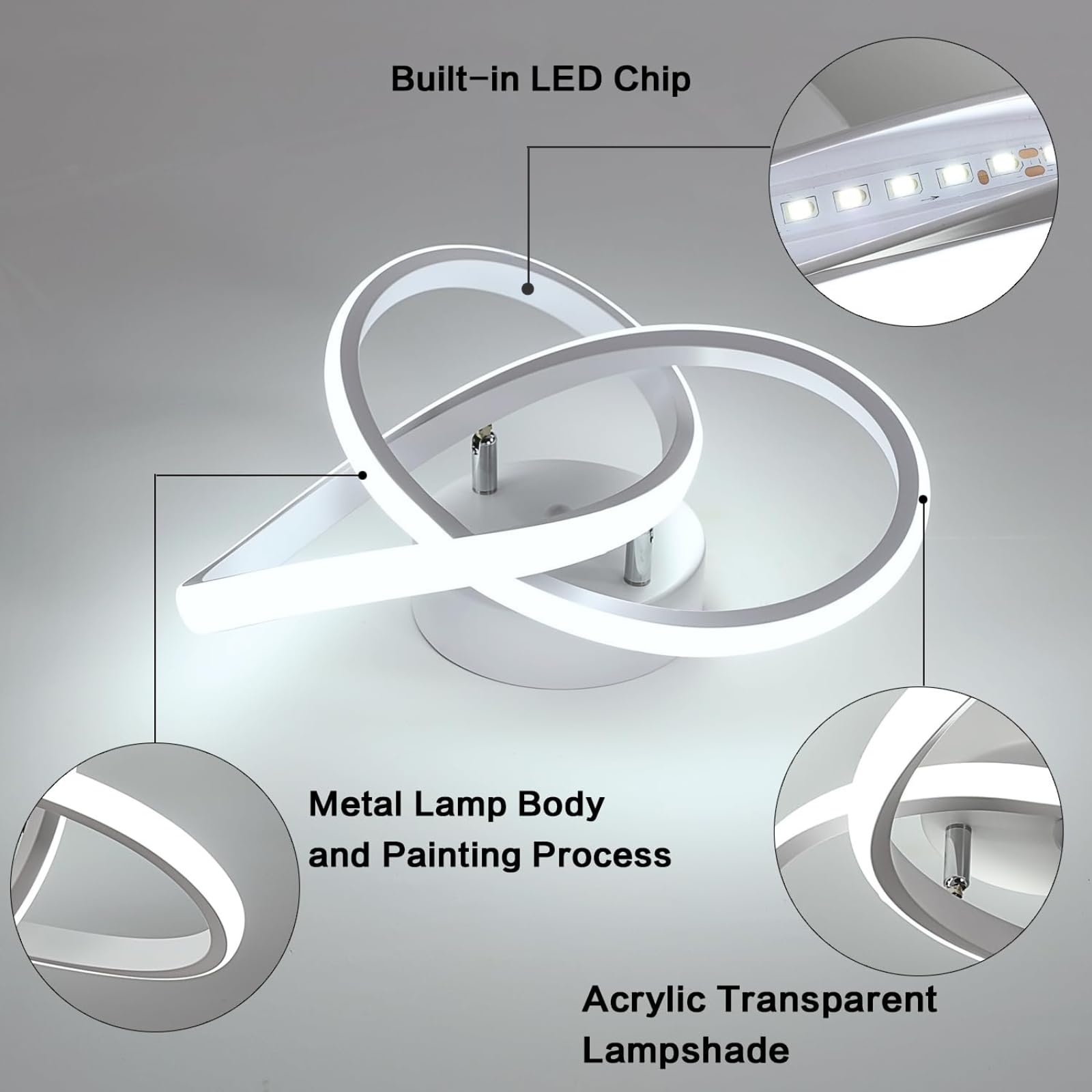 Comely Plafoniera LED rotonda a Soffitto, bianca, potenza di 30W, con Design Moderno a intreccio. Luce bianca fredda 6500K, adatta ad Corridoio, Cucina, Camera da Letto o Soggiorno,30cm.