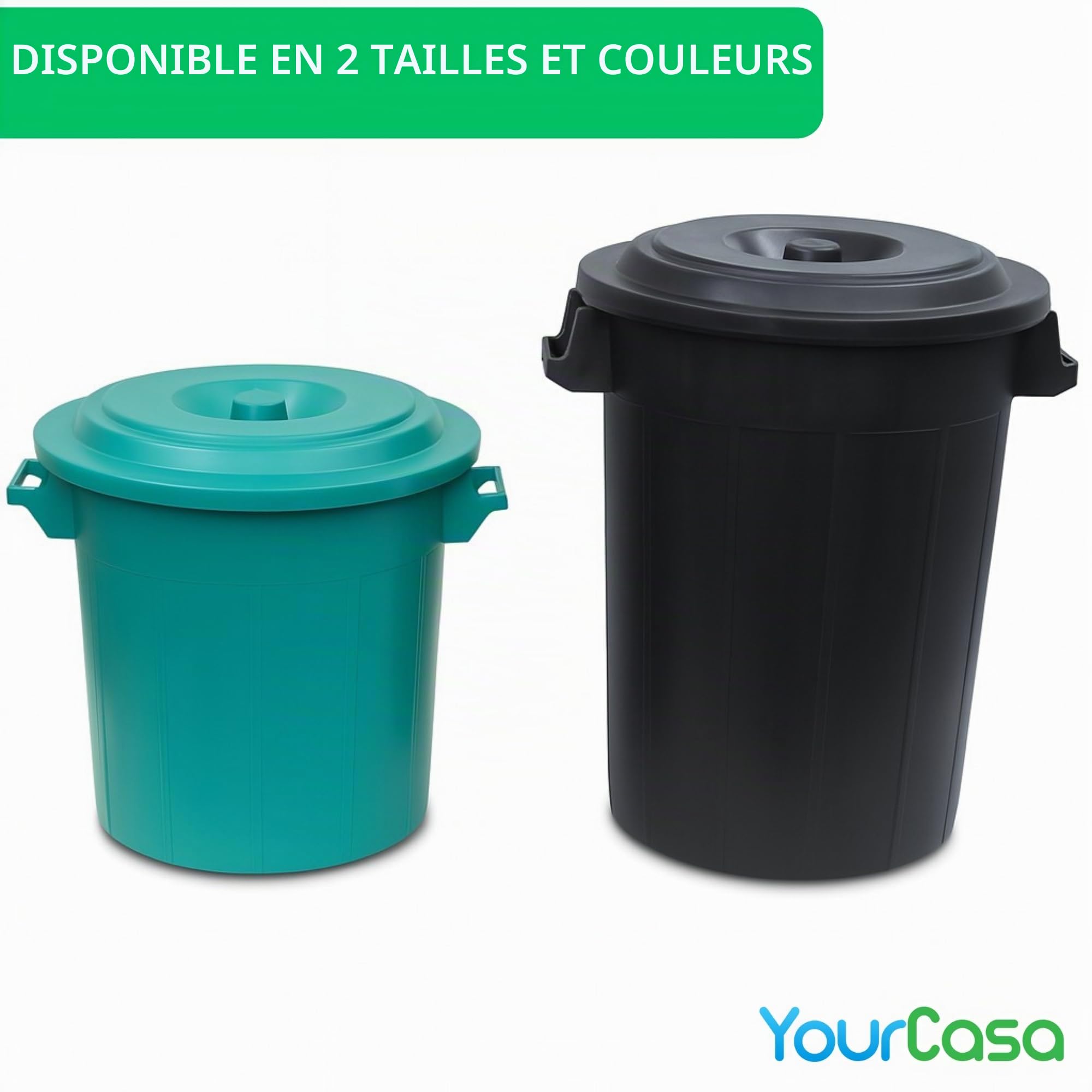 YourCasa Poubelle 70 L - Poubelle avec couvercle verrouillable - Poubelle avec poignées de transport pour jardin - Poubelle à nourriture ou récupérateur d'eau de pluie petit - Citerne à eau / Poubelle