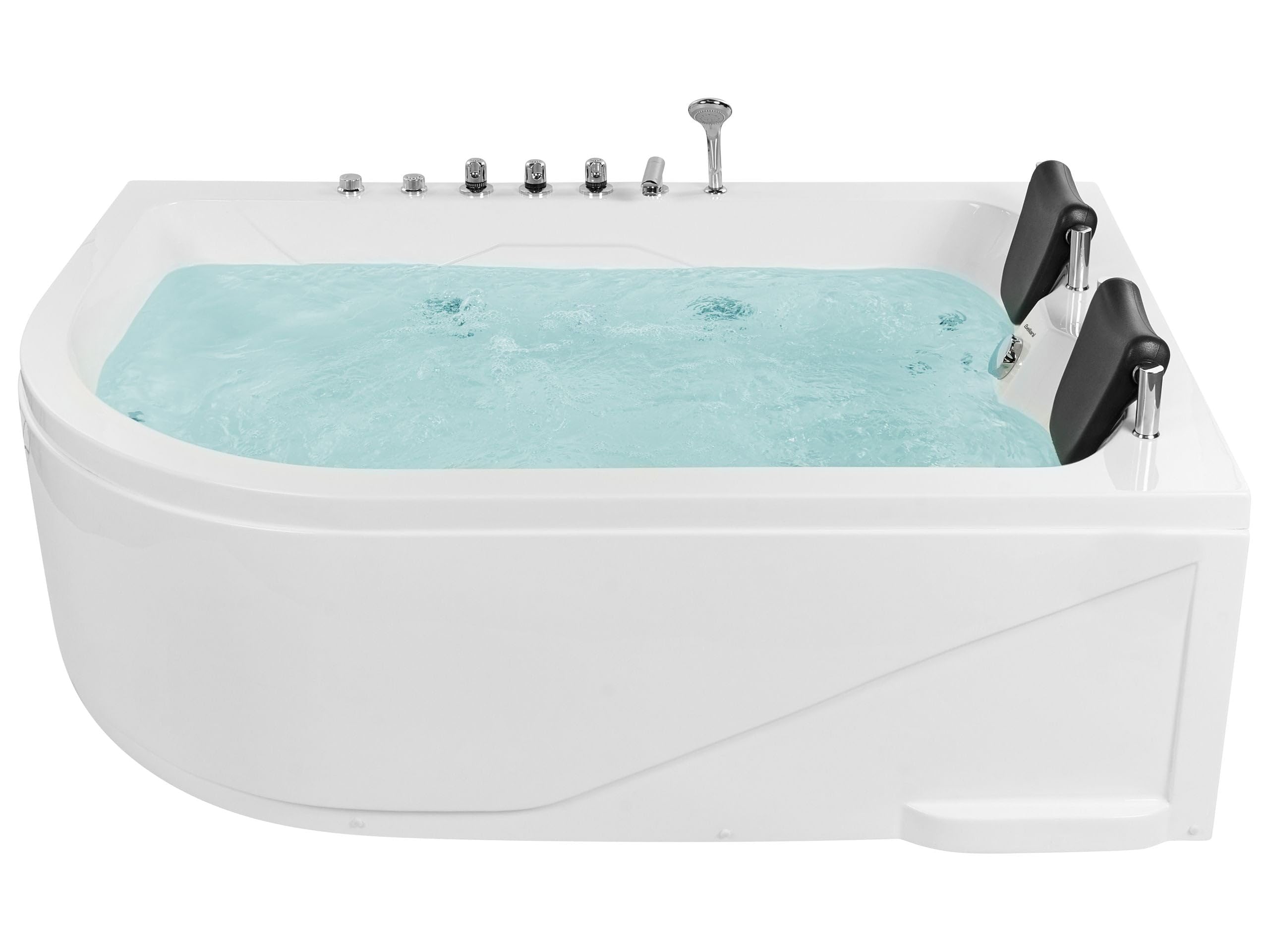 Baignoire Balnéo d'Angle à Gauche en Acrylique avec Fonction Massante 2 Appui-têtes et Éclairage LED Votre Bain à Remous et SPA à Domicile Beliani