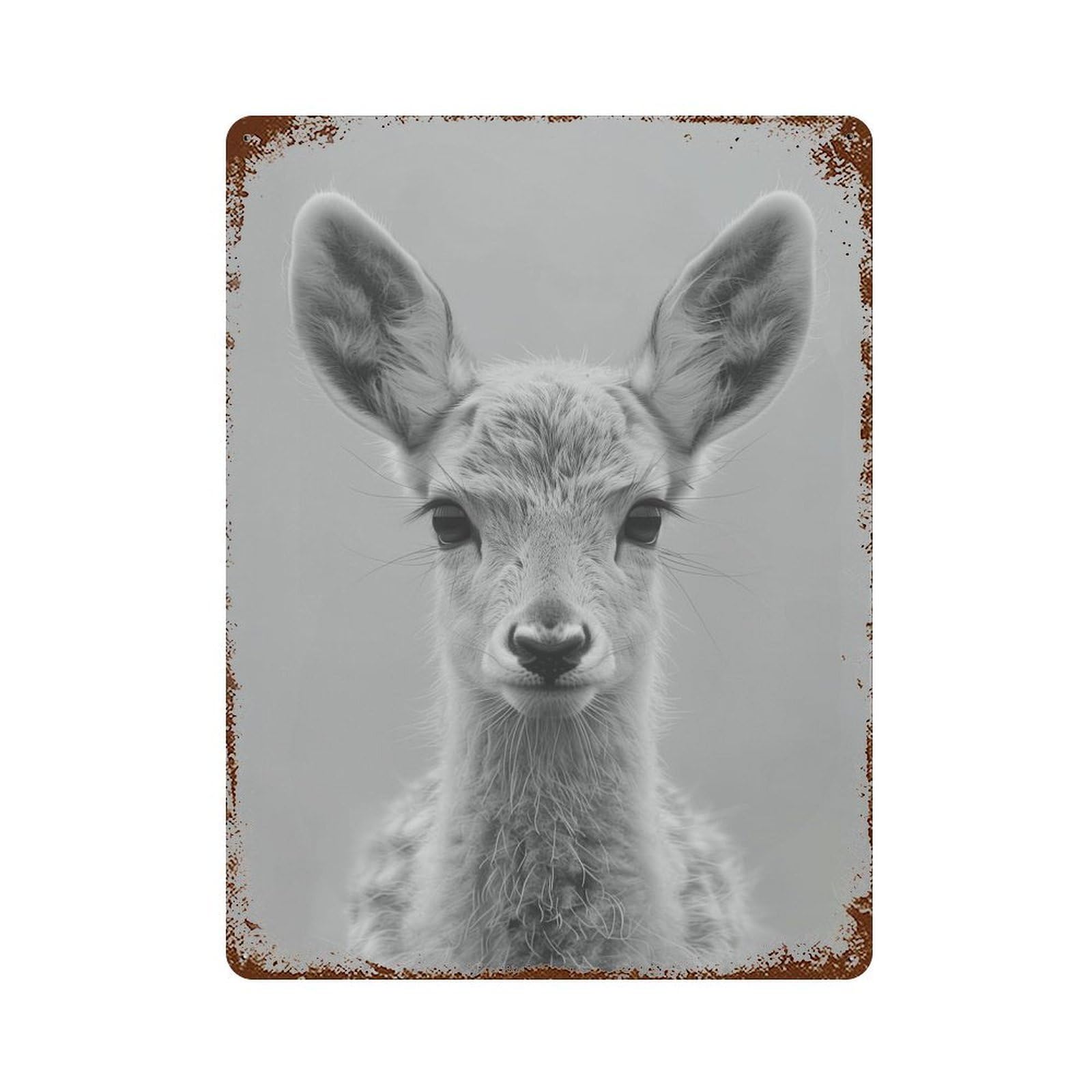 Monochrome Deer Portrait Retro Metal Sign 15.7"x11.8", Rustic Home Decor for Garage, Pub Or Kitchen