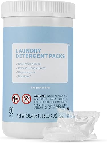 Detergente para ropa sin fragancia, cápsulas de detergente hipoalergénicas, cápsulas de detergente para ropa, seguro para todas las lavadoras, sin