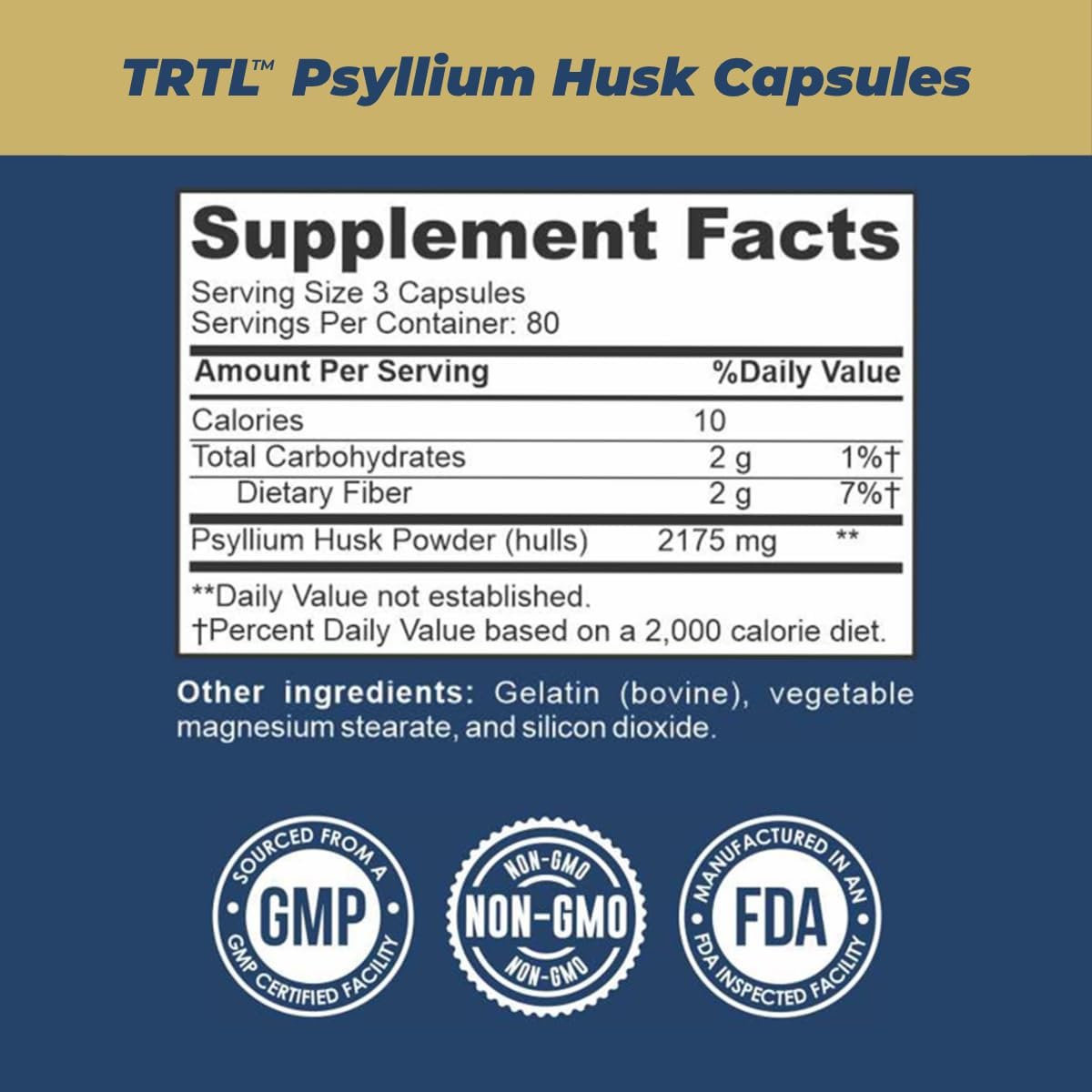 TRTL Psyllium Husk Capsules – 240ct | Fiber Supplement for Gut Health Support & Digestive Regularity | Packaged & Tested in USA, Non-GMO | 2.2g Fiber per Serving - Image 6