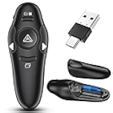 2-in-1 USB Type C Presentation Clicker Wireless Presenter Remote with Laser Pointer, RF 2.4GHz USB C PowerPoint Clicker Slide Advancer for Computer/Mac/Laptop