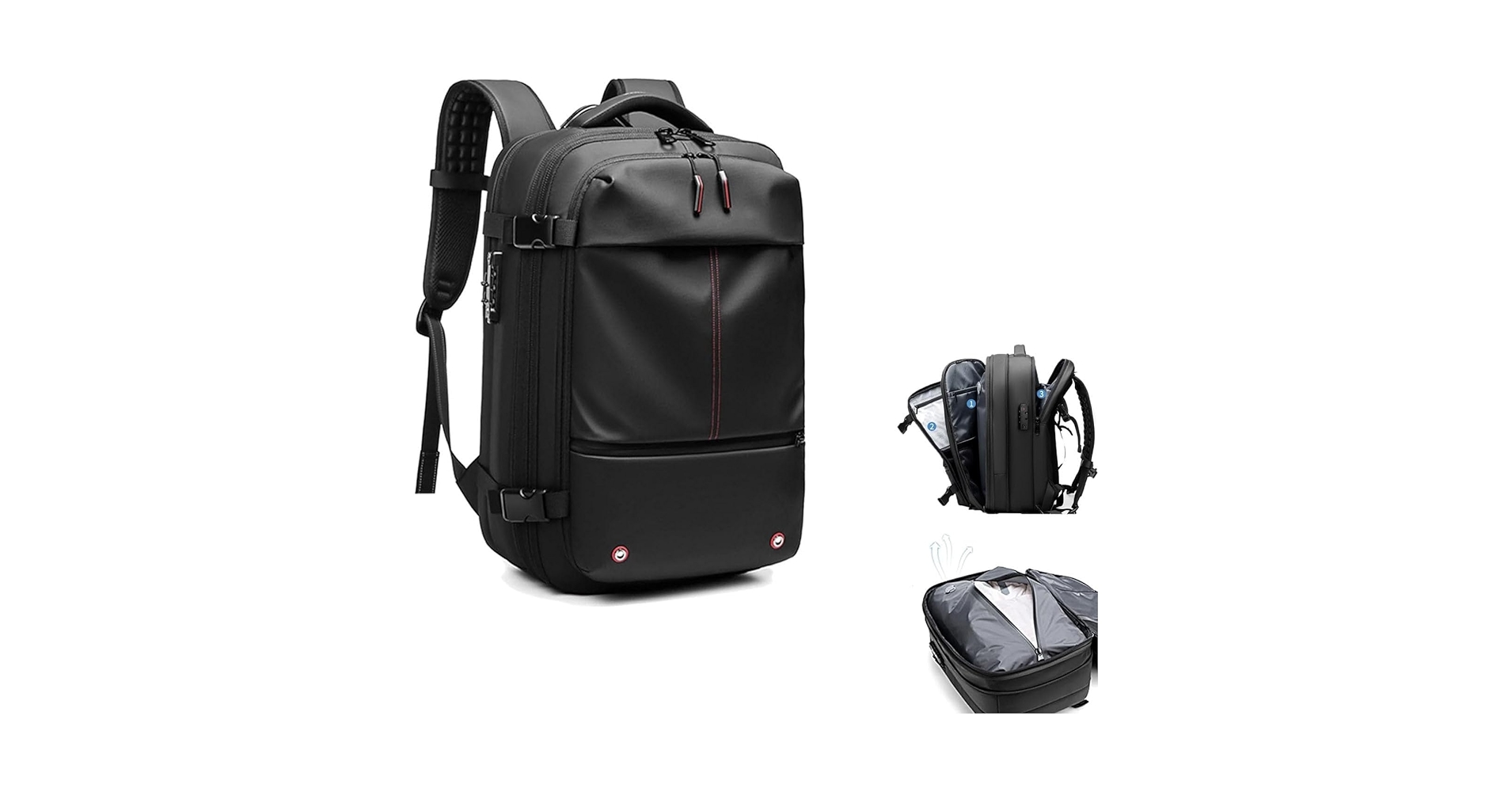 〇Of66 未使用真空圧縮 バックパック トラベルバッグ ブラック Amazon.co.jp: Vacpack バックパック、真空圧縮機能付き 60L