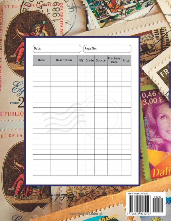 STAMP INVENTORY LOG BOOK: Stamp Collecting Journal | Organize your Stamp Collection: Source, Grade, Price... | Gifts for stamp collectors image 3