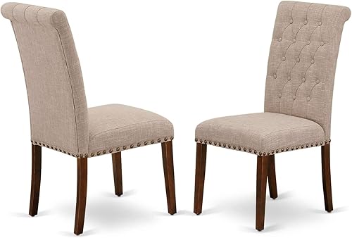 Miniatura 4 de East West Furniture ESBR3-MAH-04 - Juego de mesa de comedor moderno de 3 piezas que contiene una mesa redonda de madera con pedestal y 2 sillas de