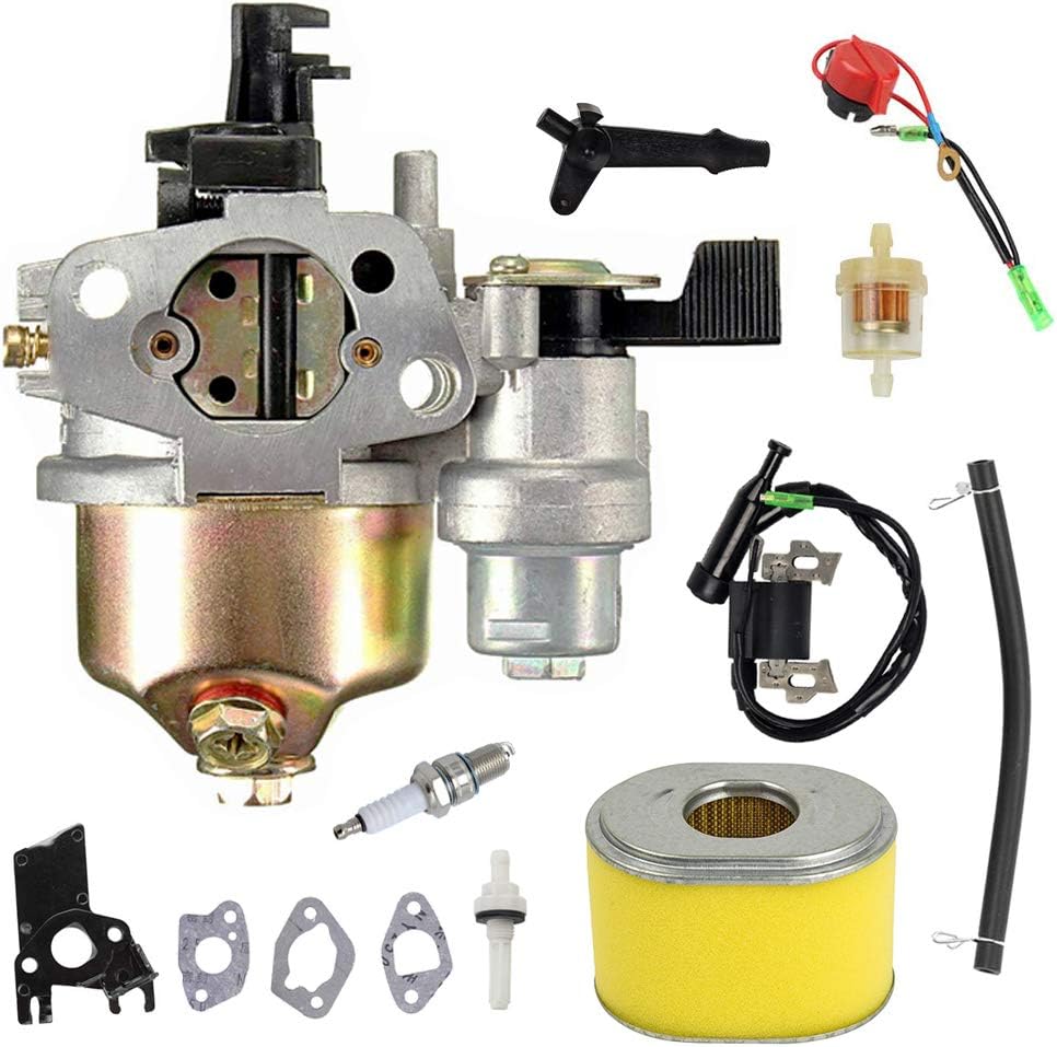 GX390 Carburetor+Ignition Coil Air Filter Kit Compatible with GX340 GX360 GX390 11HP 13HP Engine Generator Lawn Mower Motor Replaces# 16100-ZF6-V01