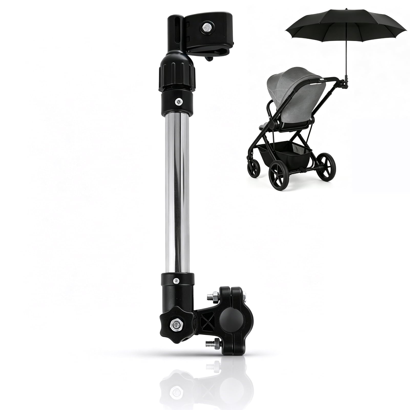 18.1x10.6inch Universal Golf Umbrella Holder for Trolley, Adjustable Retractable Umbrella Clamp Mount for Pushchairs/Bicycle/Wheelchair/Electric Vehicles/Stroller/Chair for Golf Cart