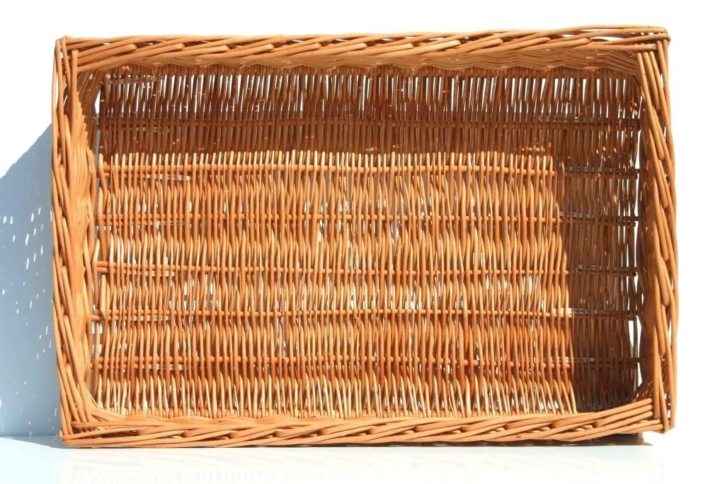 Brotkorb Weidenkorb geflochten 60x40x10 cm – Brötchenkorb Präsentationskorb für Bäckerei, Bäckereikorb aus Naturweide, lebensmittelecht