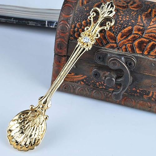 Miniatura 8 de Yarlung Paquete de 16 mini cucharas de café, cuchara Demitasse vintage de 4.5 pulgadas para expreso, té, postre, condimentos, dorado