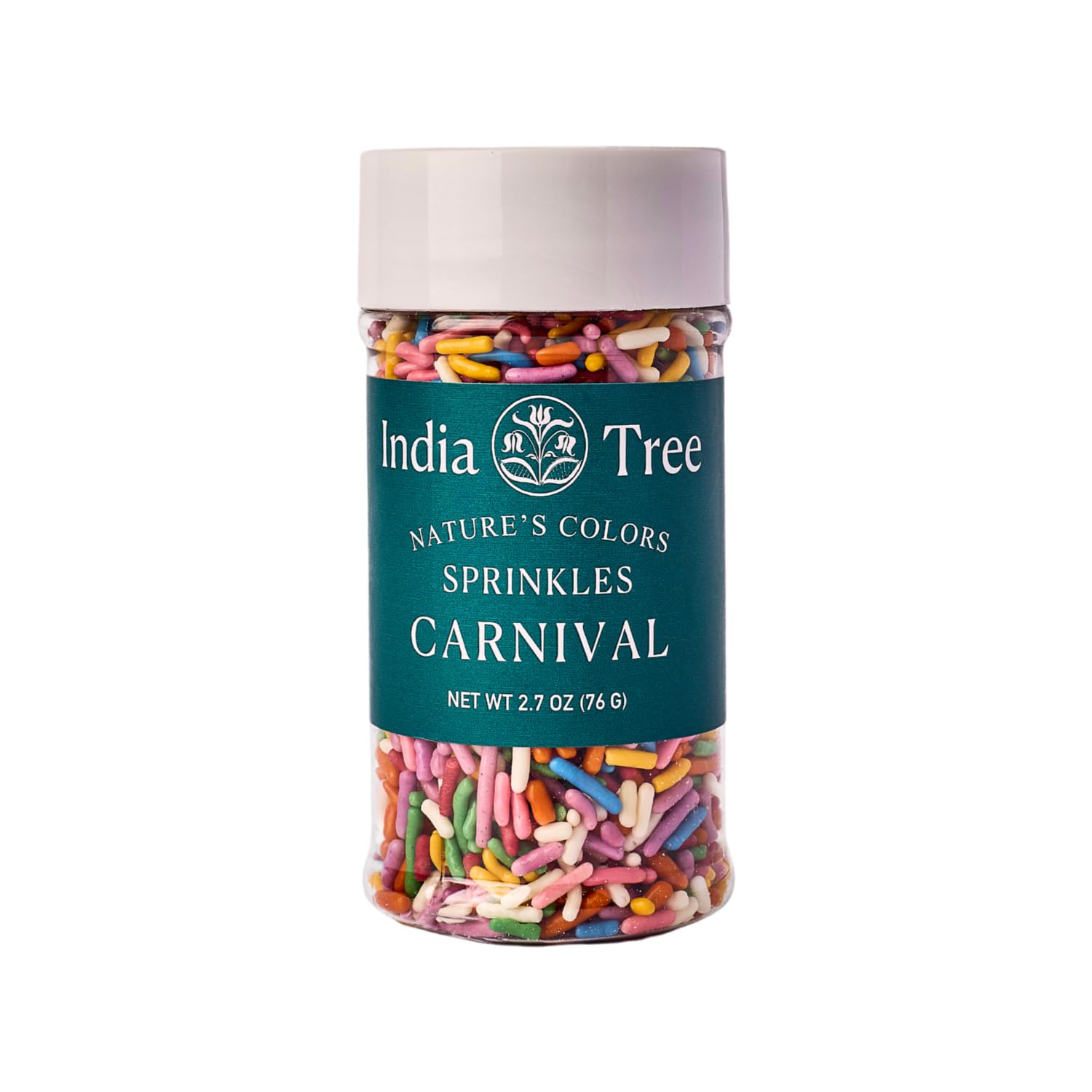 Nature's Colors Plant-Based Carnival Sprinkles by India Tree – 2.7 Ounce (Pack of 1), Rainbow, Model 10829