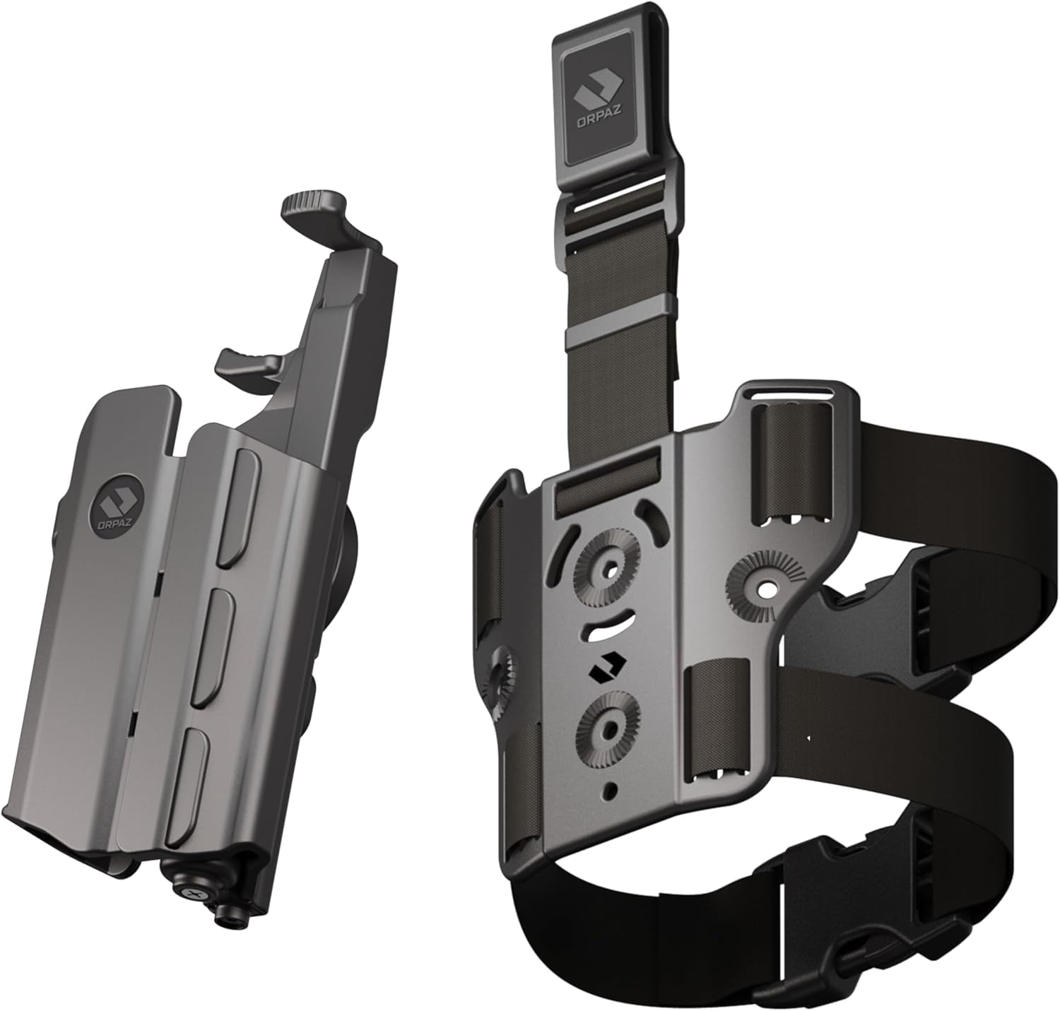 Orpaz T40 G19 Light-Bearing Holster, Level 2 OWB Tactical Holster, Compatible with Glock 19, Fits Medium Pistol Lights, Optics-Ready, Adjustable, w/Added Drop Leg Attachment