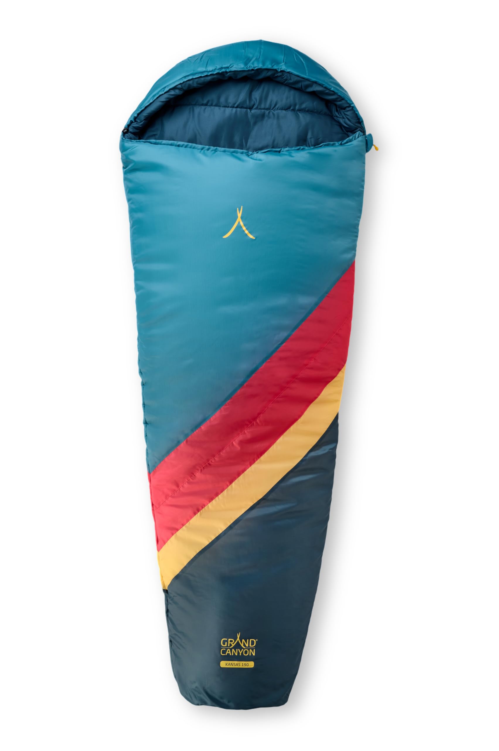 GRAND CANYON KANSAS 190 – Sac de Couchage 0 Degrés 3 Saisons – Camping Sac de Couchage Chaud – Complete Zip – 1690 g – 3 Couleurs