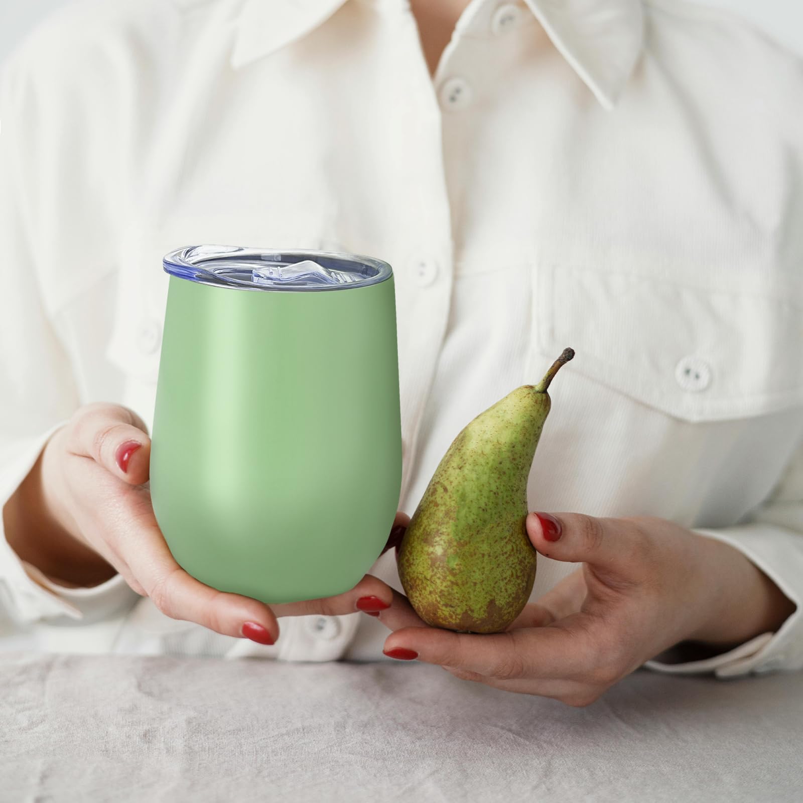 YOUKE OLA Paquete de 18 vasos de vino de acero inoxidable con tapa, vaso de vino aislado de 12 onzas, sin tallo, vaso de vino de doble pared al vacío, vaso de café a granel para café, vino, cócteles,