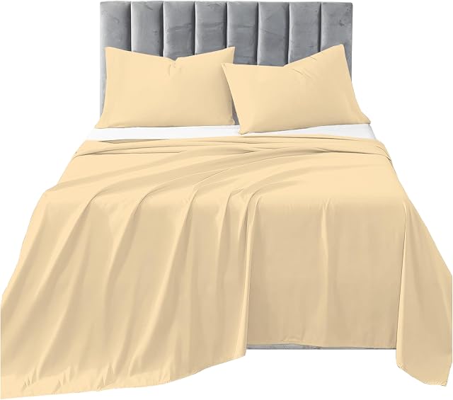 R&Z Plain Luxuary Polycotton Flat Sheets Single, Double, King, S King (Latte/Mocha, King)