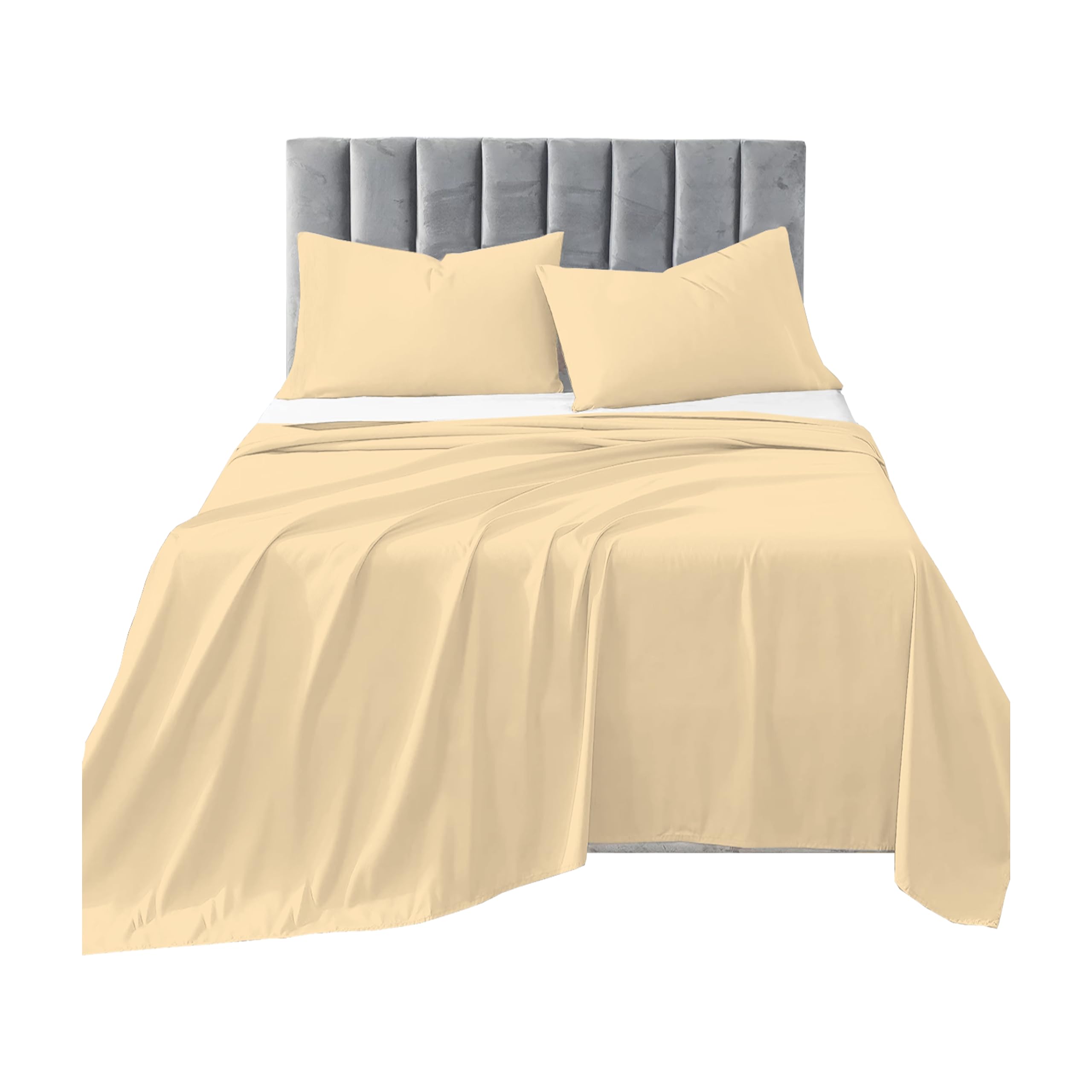 R&Z Plain Luxuary Polycotton Flat Sheets Single, Double, King, S King (Latte/Mocha, Single)