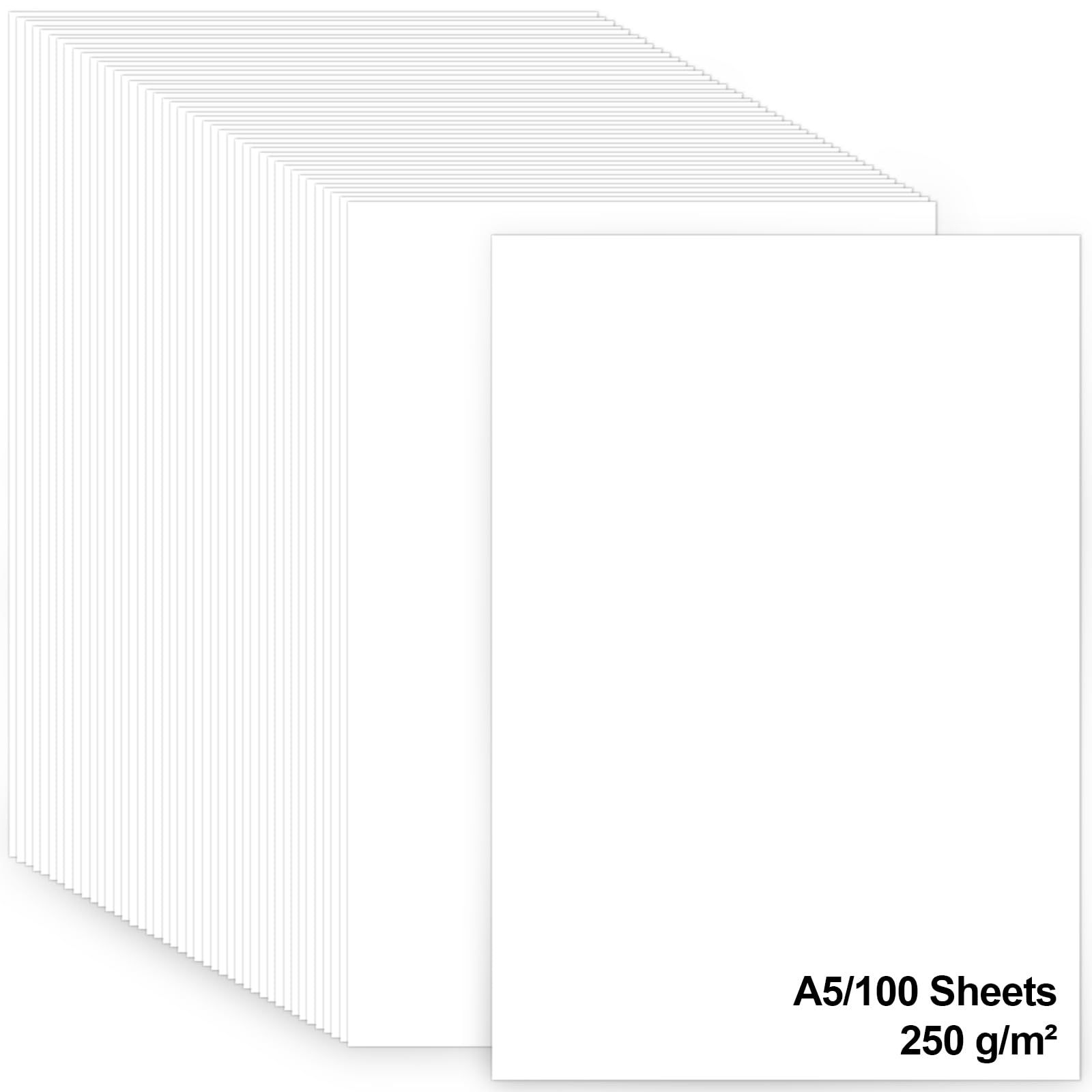 AUAUY A5 White Card, 100 Sheets 250Gsm Thick Cardstock for Cards Making
