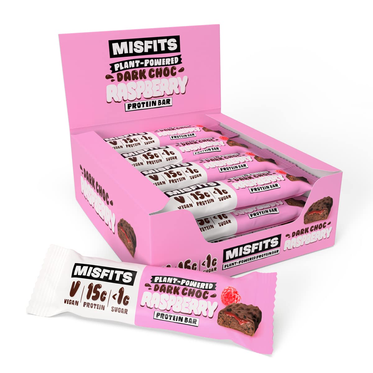 Buy Misfits Vegan Protein Bar, Dark Chocolate Raspberry, Based