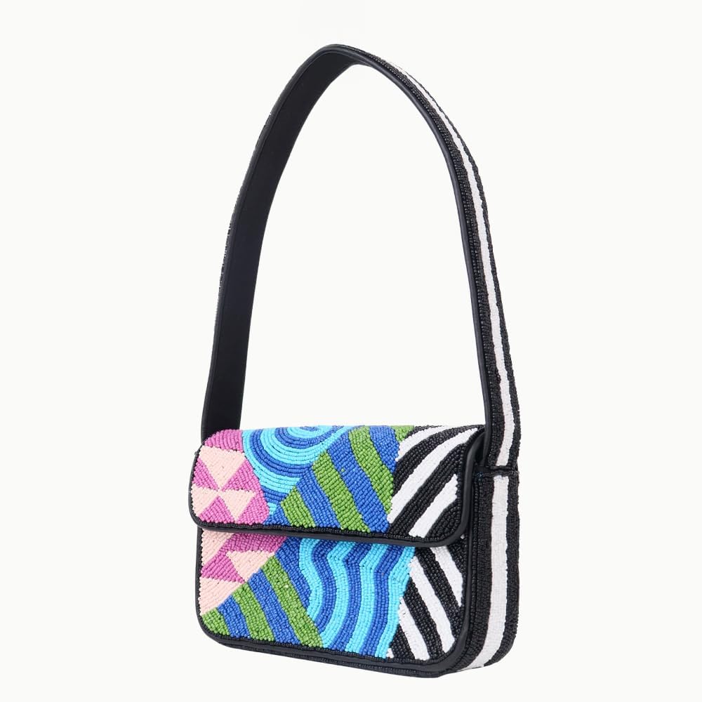 Indian Shelf Premium Handcrafted Geometric Beaded Shoulder Bags for Women, Girls - Women Evening Purse Multicolor (with Box) - Image 6