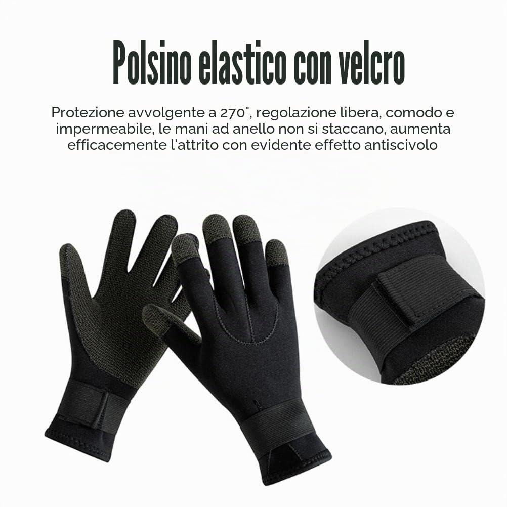 KKPLZZ Guanti da Sub in Fibra Organica, Termici Antiscivolo per Snorkeling, Immersioni Subacquee, Surf, Kayak, Rafting