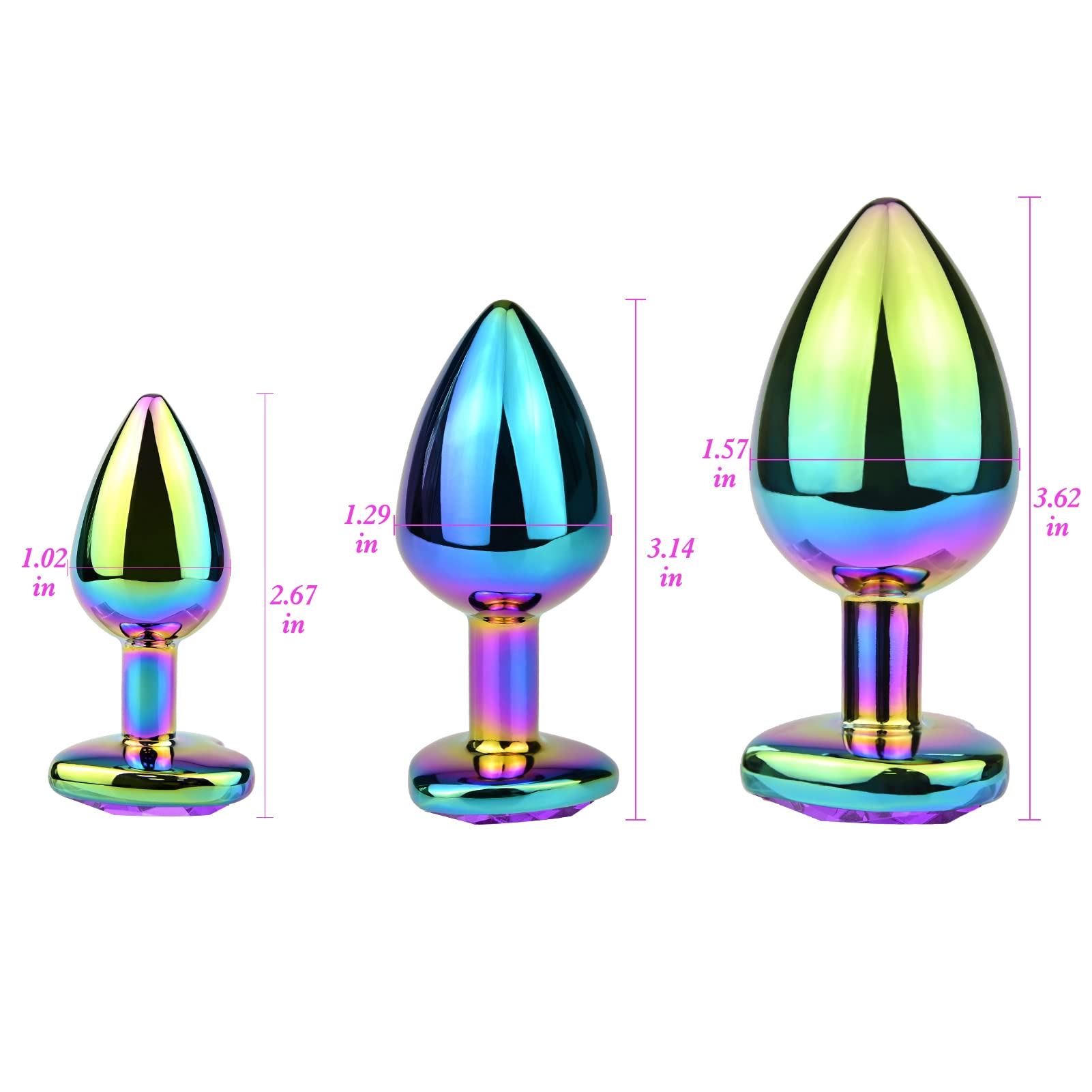 Anal Plugs 3PCS Anal Trainer Set Colorful Metal Butt Plug Heart Shape Jewelry Anal Sex Toys for Beginners Advanced Users Sex Factory (): Dark Purple