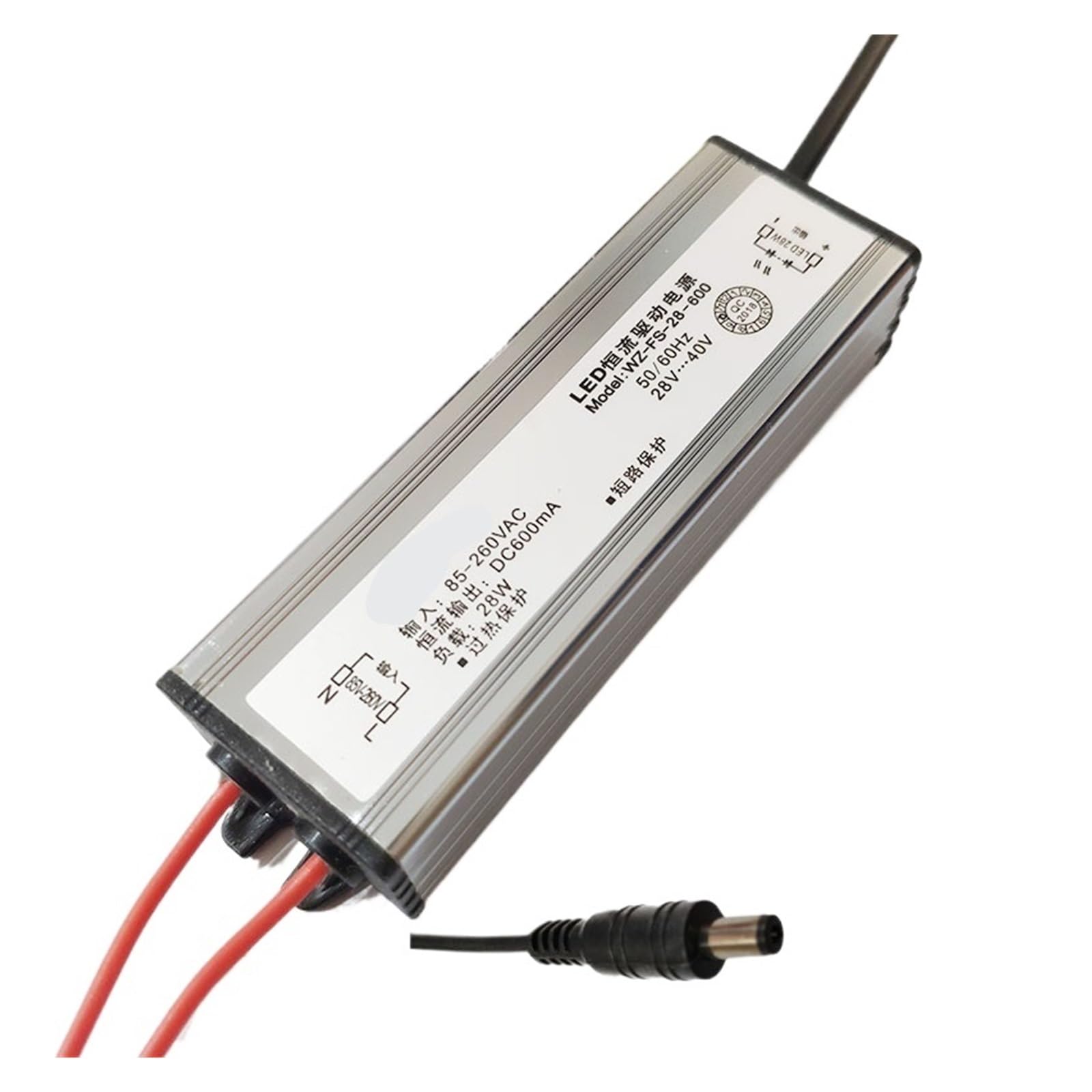 Alimentation LED pour lampe à panneau plat transformateur étanche 20-28W 600MA