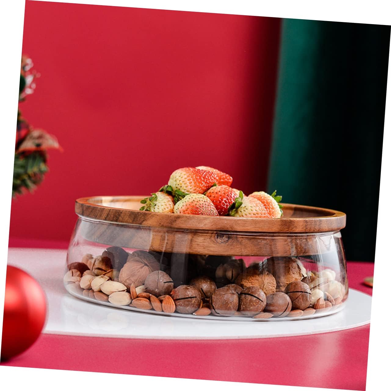 Elegant Double-layer Glass Fruit Storage Box Unique Snack Holder for Home Decoration Transparent Design for Organizing Fruits and Nuts Chic Kitchen Accessory image 5