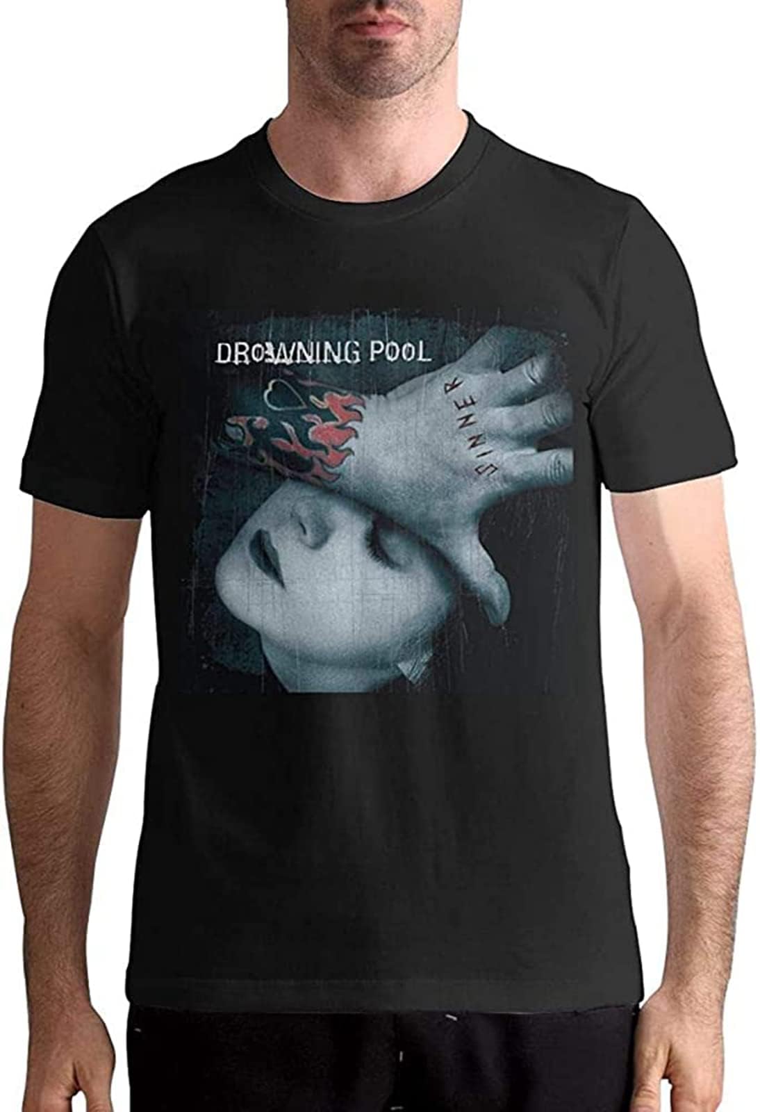 Ouqiao Men's Black Drowning Pool Sinner T-Shirt Xl