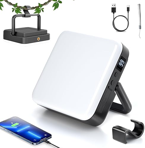 Linterna LED recargable para campamento, 10000 mAh, luces de campamento portátiles de hasta 90 horas y 4 modos de luz, IPX5 impermeable, esenciales