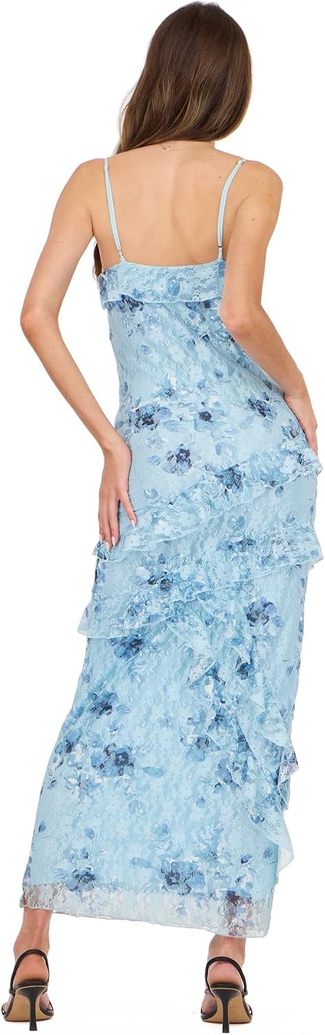 Forever 21 Women's Maxi Dress with AOP and Ruffles