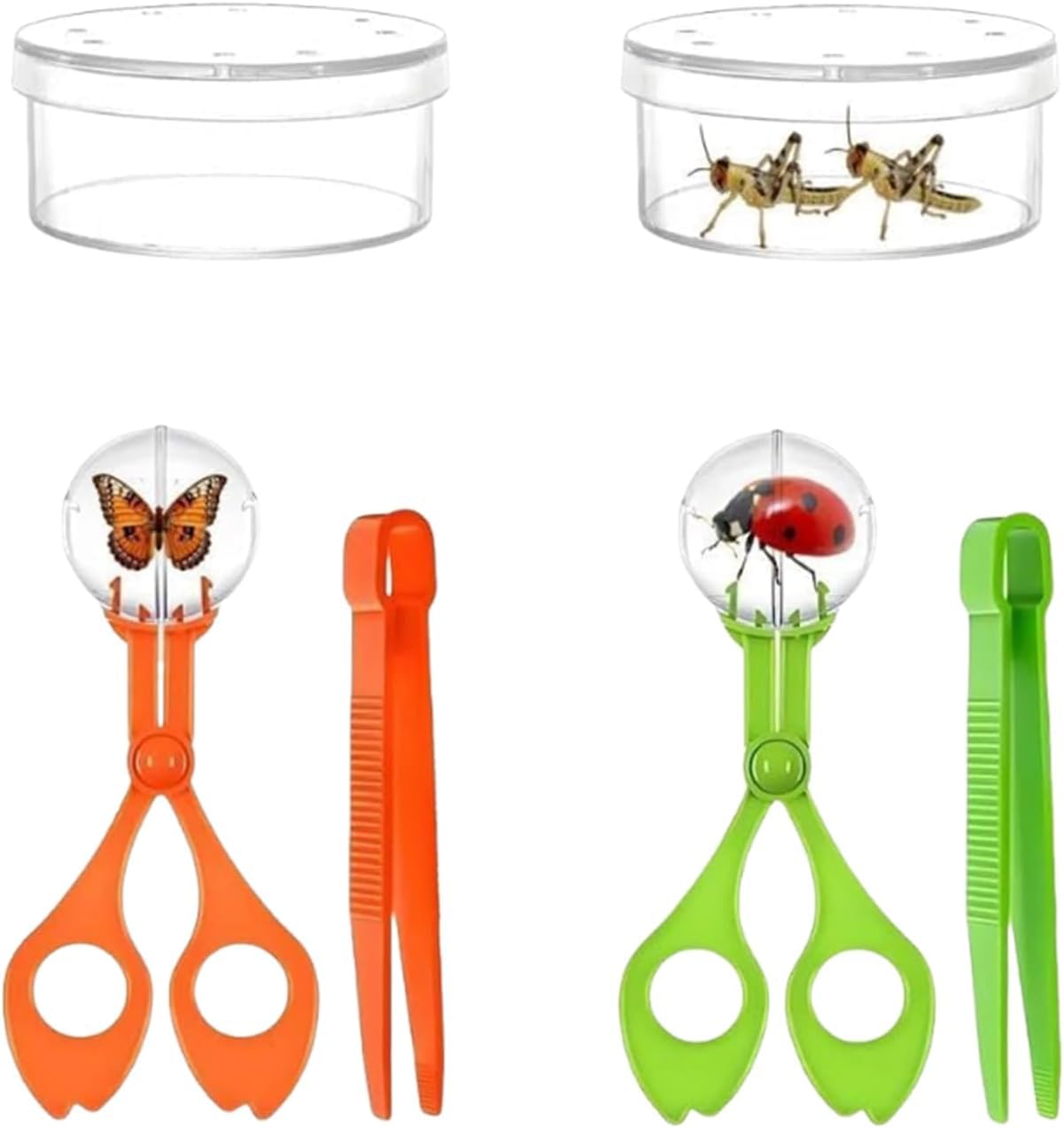 6 Pcs Bug Catcher Set, Plastic Bug Catcher Kit, Insect Catcher Jar, Bug Catcher Scissors, Tweezers - Explorer Outdoor Tools, Fine Motor Skill Toys for Nature Exploration & Observation