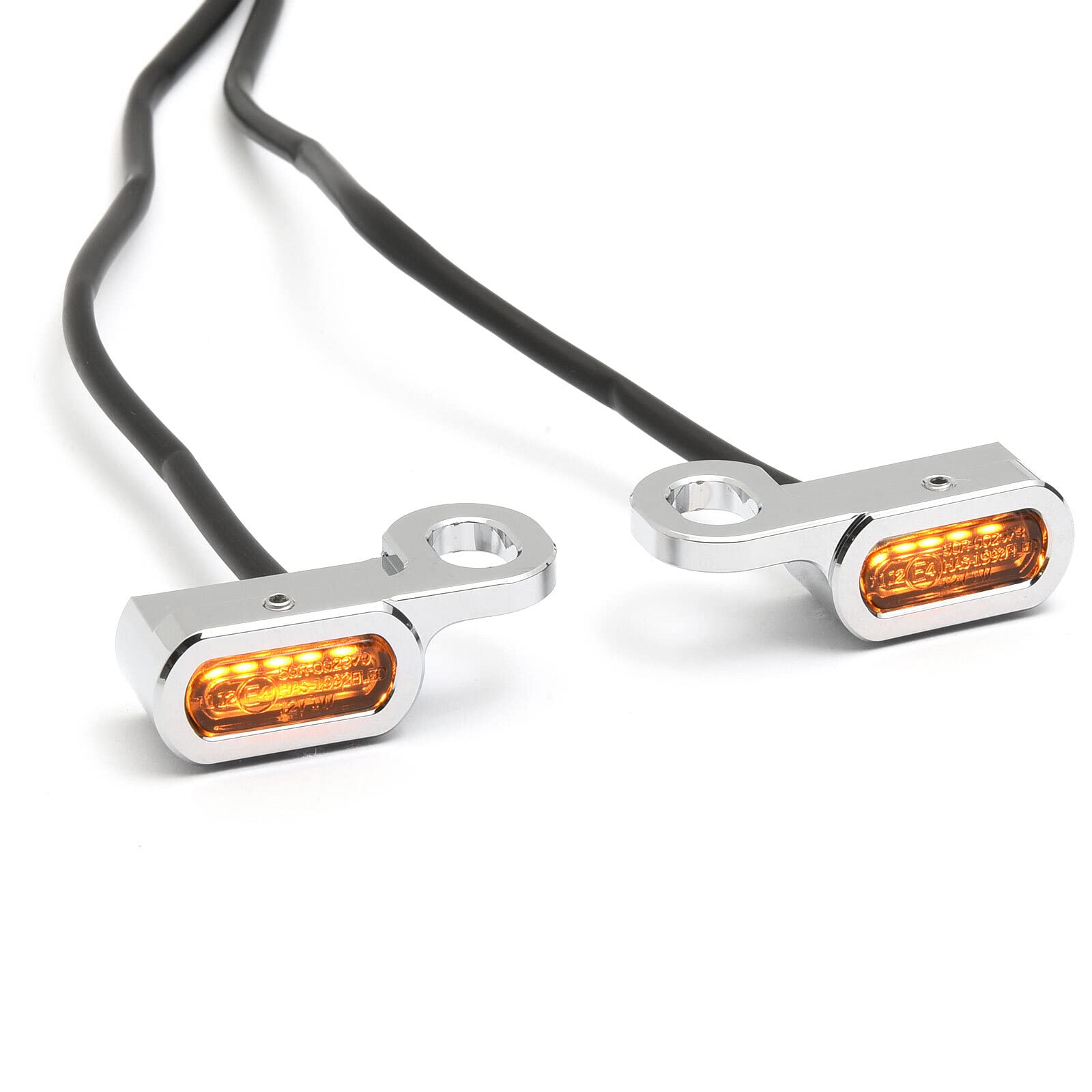Dock66 Mini LED Blinker Set Lenkerarmatur für Harley mit hydraulischer Kupplung, chrom, ECE