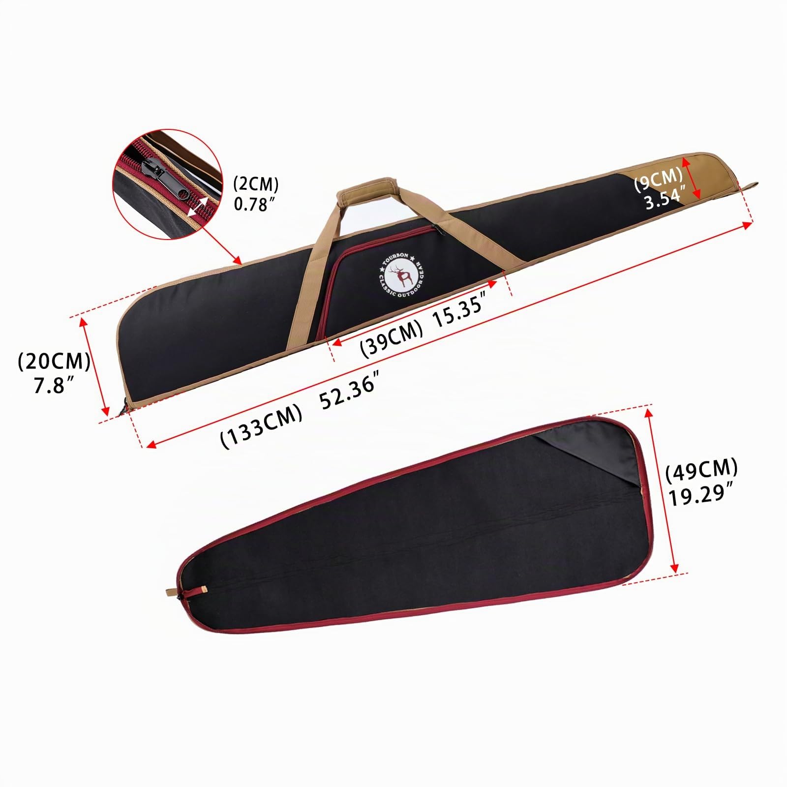 Tourbon - Custodia morbida imbottita per fucile, 132,1 cm, in nylon, per caccia e armi da fuoco