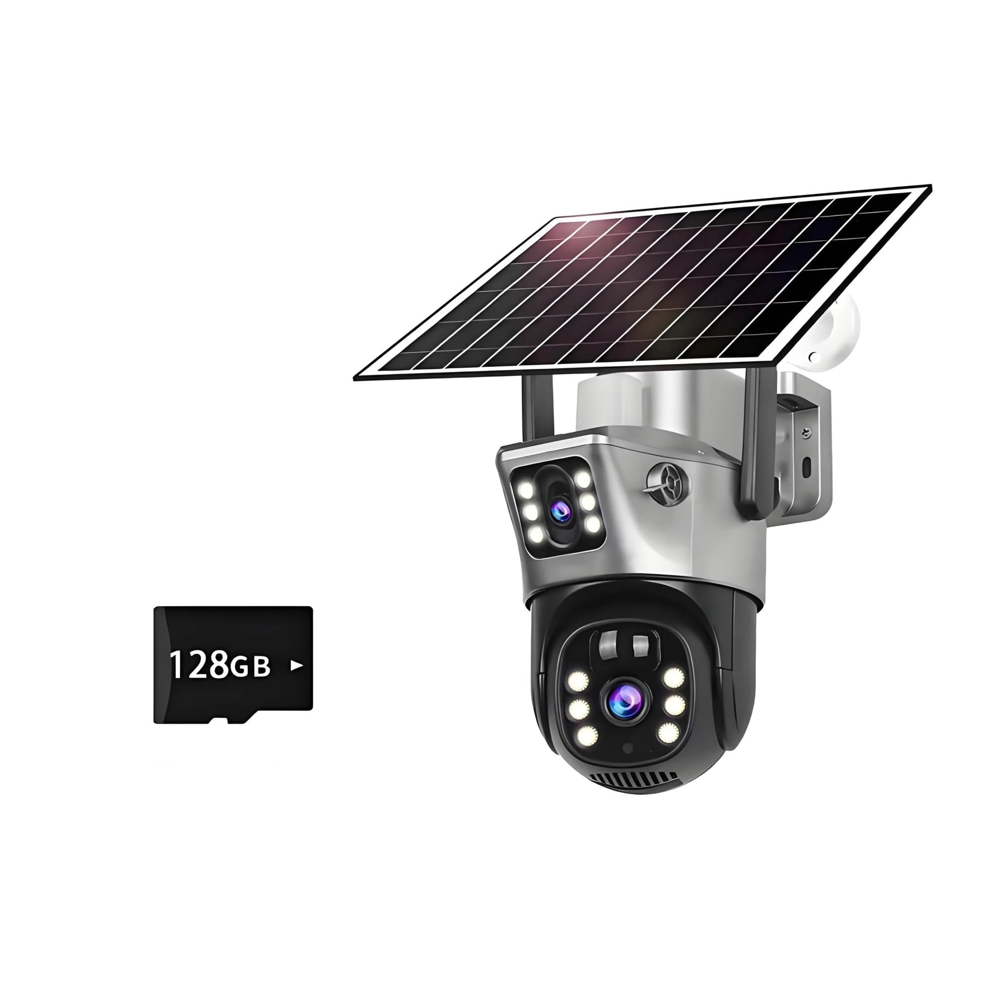 Oshpmbdlyfj Wifi Cam Add 128G 4K Wireless Wifi Solar Outdoor Camera 8Mp Dual Lens 4G Sim Ip Surveillance Cam Pir Night Vision Mobile Detection Security Cctv(Wifi Cam Add 128G)