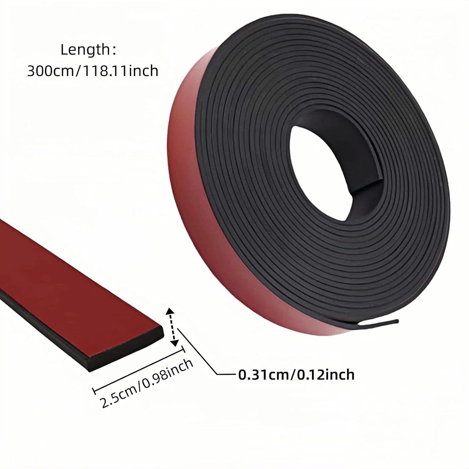 1" x 1/8" Thick Self-Adhesive Rubber Strip - Heavy Duty Weather Stripping,Soundproofing,Anti-Slip Tape for Doors,Vibration Proof for HVAC,Electrical Cabinet，Windows,Cars,Flooring (10ft Black)