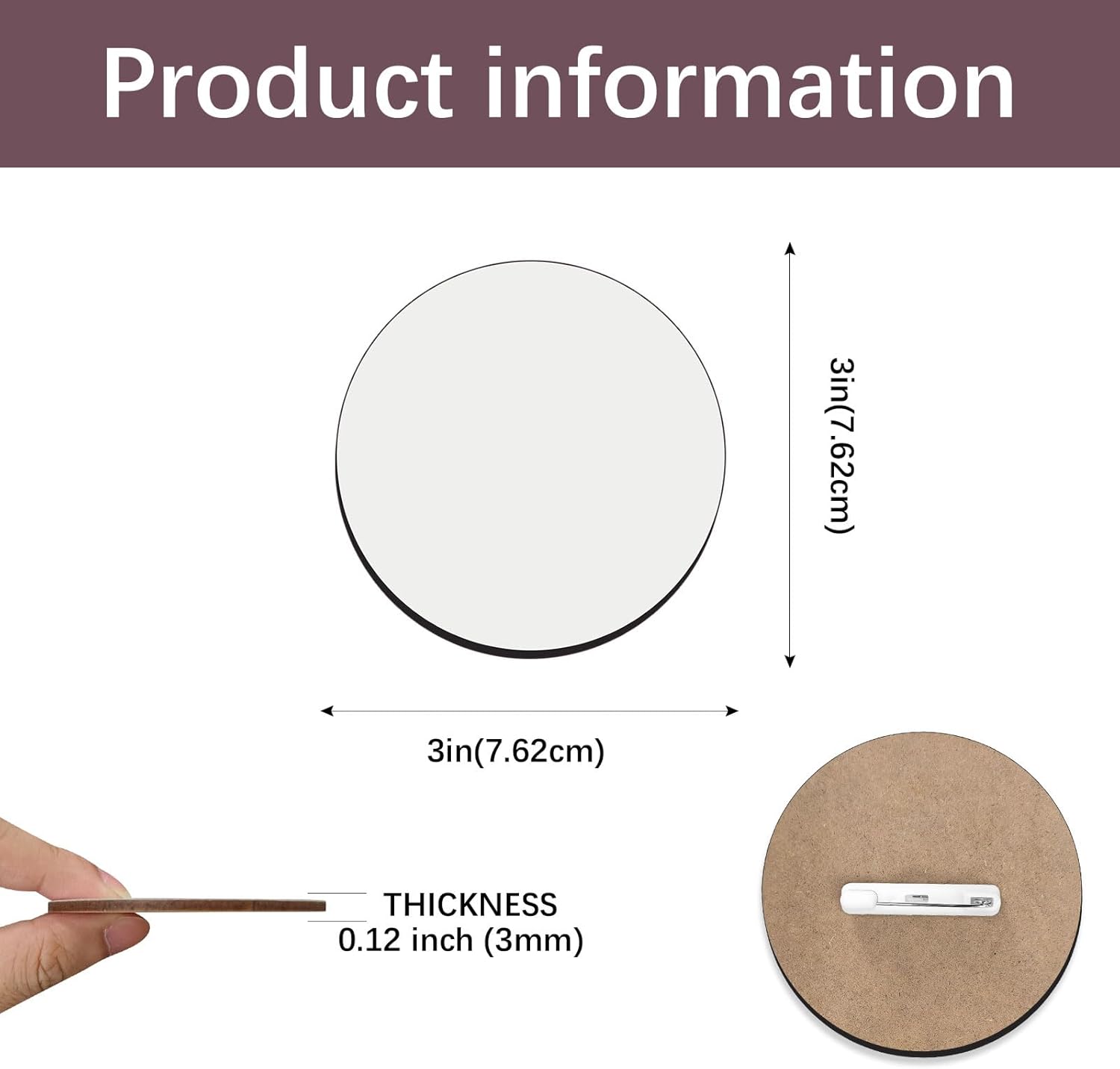 Sublimation Buttons Blanks with Pins 3 inch MDF Buttons Pins Sublimation Blanks Christmas for School Projects Sublimation Name Tags Blanks DIY Crafts (70)