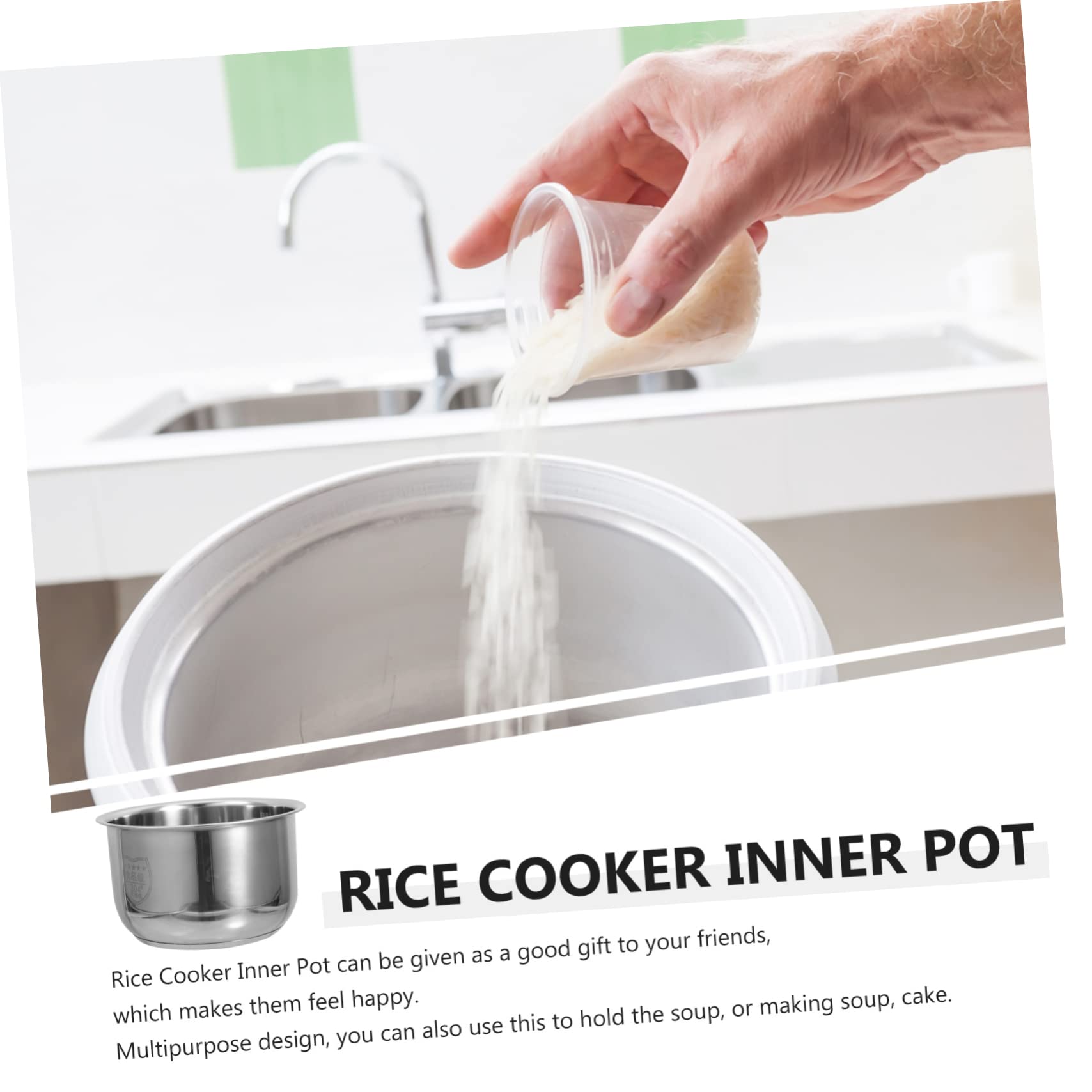 TIDTALEO Rice Cooker Liner Stainless Rice Cooker Stainless Cookware Instant Rice Cooker Inner Tank Non- Stick Rice Cooker Pot Cooker Liner Container Cooker Inner Pot Cooking Pot Inner Pan