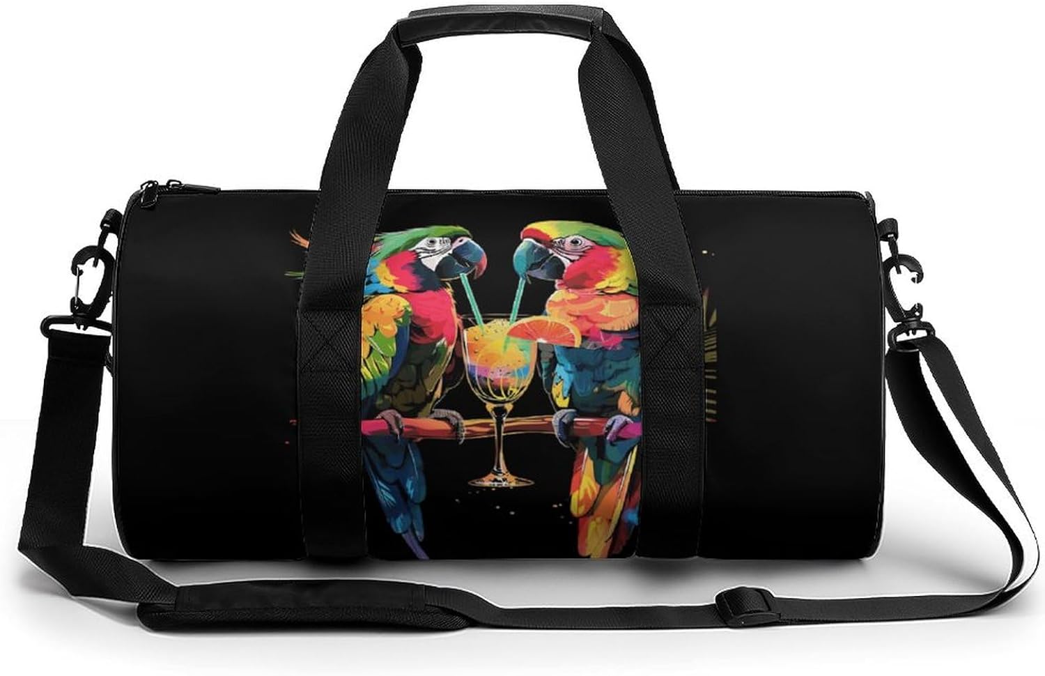 Parrots Drinking Print Gym Sport Bag Travel Duffel Bags Weekender Carry on Tote Bags for Women Men